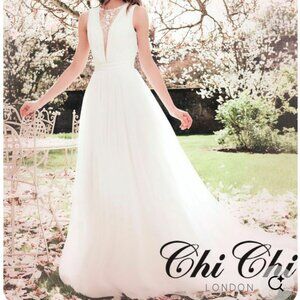 UK 10 Chi Chi London Wedding Dress 2018 NWOT